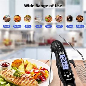 img 1 attached to 🔥 YAKAON Upgraded 2-in-1 Ultra Fast Digital Meat Thermometer - Instant Read, Oven Safe, Backlight, Magnet, Calibration - Perfect for Deep Fry, BBQ, Grill, Turkey Cooking