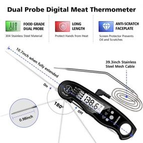 img 3 attached to 🔥 YAKAON Upgraded 2-in-1 Ultra Fast Digital Meat Thermometer - Instant Read, Oven Safe, Backlight, Magnet, Calibration - Perfect for Deep Fry, BBQ, Grill, Turkey Cooking