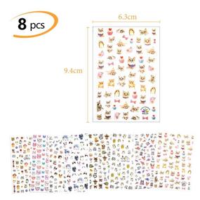 img 3 attached to Phogary 8 Sheets Cat Nail Sticker Set for Nail Art 🐱 Decoration, False Nail Manicure Decals - Perfect Gift for Girls and Women