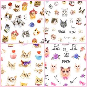 img 2 attached to Phogary 8 Sheets Cat Nail Sticker Set for Nail Art 🐱 Decoration, False Nail Manicure Decals - Perfect Gift for Girls and Women