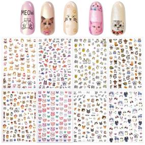 img 4 attached to Phogary 8 Sheets Cat Nail Sticker Set for Nail Art 🐱 Decoration, False Nail Manicure Decals - Perfect Gift for Girls and Women