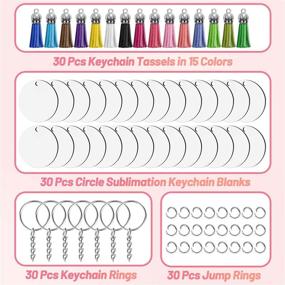 img 3 attached to Bulk Sublimation Keychain Blanks set of 120 Pieces with Tassels, 2-inch Round Blanks Keychain Circle for DIY Keychain Crafting - TUCEYEA