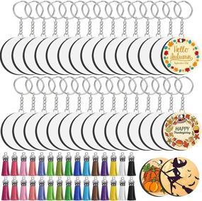 img 4 attached to Bulk Sublimation Keychain Blanks set of 120 Pieces with Tassels, 2-inch Round Blanks Keychain Circle for DIY Keychain Crafting - TUCEYEA