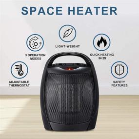 img 3 attached to Kismile Portable Electric Ceramic Space Heater with Adjustable Thermostat and Overheat Protection - ETL Listed for Office, Kitchen, 750W/1500W