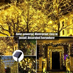 img 2 attached to 🎄 Outdoor Solar Christmas String Lights - 2-Pack, 200 LED 72ft 8 Modes Solar Fairy LED Christmas Lights - Waterproof for Garden, Wedding, Yard, Roof, Fence, Party, Tree, Holiday Decor (Warm White)