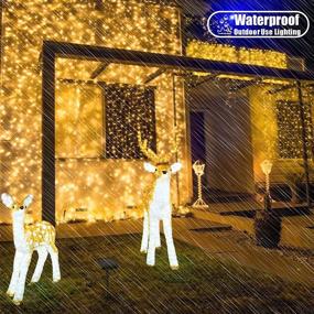 img 1 attached to 🎄 Outdoor Solar Christmas String Lights - 2-Pack, 200 LED 72ft 8 Modes Solar Fairy LED Christmas Lights - Waterproof for Garden, Wedding, Yard, Roof, Fence, Party, Tree, Holiday Decor (Warm White)