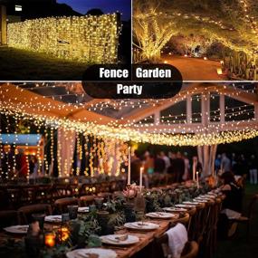 img 3 attached to 🎄 Outdoor Solar Christmas String Lights - 2-Pack, 200 LED 72ft 8 Modes Solar Fairy LED Christmas Lights - Waterproof for Garden, Wedding, Yard, Roof, Fence, Party, Tree, Holiday Decor (Warm White)