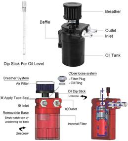 img 2 attached to 🔍 400ml Universal Dual Cylinder Aluminum Oil Catch Can Tank with Breather - Engine Air Oil Separator Reservoir Kit, Polish Baffled Design, Black