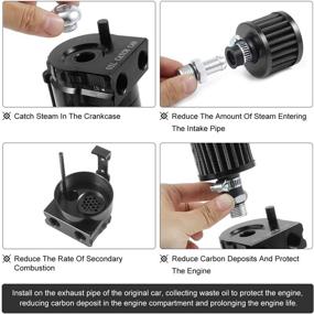 img 1 attached to 🔍 400ml Universal Dual Cylinder Aluminum Oil Catch Can Tank with Breather - Engine Air Oil Separator Reservoir Kit, Polish Baffled Design, Black