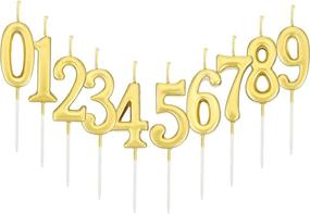 img 3 attached to 🎂 Yaomiao Birthday Numeral Candles: Glittery Cake Topper Decoration for Party Favor - Set of 10 Gold Candles 0-9