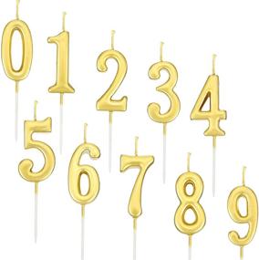 img 4 attached to 🎂 Yaomiao Birthday Numeral Candles: Glittery Cake Topper Decoration for Party Favor - Set of 10 Gold Candles 0-9