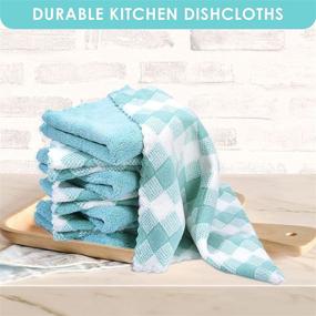 img 3 attached to Premium Kitchen Dishcloths - 12 Pack Reusable Microfiber, Lint-Free & Absorbent Towels for Cleaning Dishes.