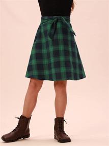 img 1 attached to Girls Length Skirt Plaid Elastic