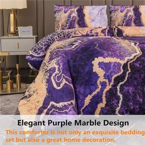 img 3 attached to 🛏️ Microfiber Bedding Set Queen Purple - NTBED Marble Comforter: Abstract Watercolor Artwork, Ultra Soft Quilt for All Seasons (3-Pieces)