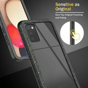 img 1 attached to Heavy Duty Case for Samsung Galaxy A02s with 2 Pack Screen Protector, Military Grade Drop Tested Full Body Cover – Slim Clear Back, Shockproof TPU Bumper Frame – Black Green Dots