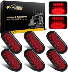 img 4 attached to 🔴 Partsam 6pcs Red Oval 10 Diodes 6 inch Stop Turn Tail Brake Light - High-Quality Flush Mount Trailer Tail Lights Kit