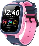 kids smart watch for boys girls- hd touch screen watches for kids with 14 games dual cameras music player video recorder pedometer flashlight children learning toys birthday gifts for age 4-12(pink) logo