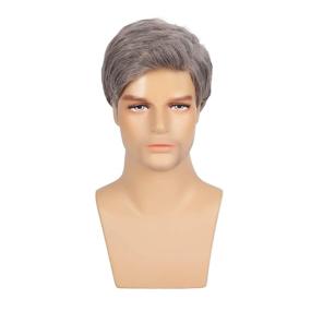 img 3 attached to 🕺 Swiking Men's Short Wig Grey Straight Natural Synthetic Cosplay Hair Wigs for Male Guy Daily Replacement