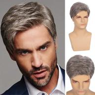 🕺 swiking men's short wig grey straight natural synthetic cosplay hair wigs for male guy daily replacement logo