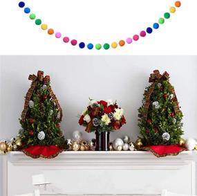 img 2 attached to 🎉 Colorful Pom Pom Ball Garlands - 2-Piece Set, 6.5 Feet Long with 24 Balls, Ideal for Party & Home Decoration