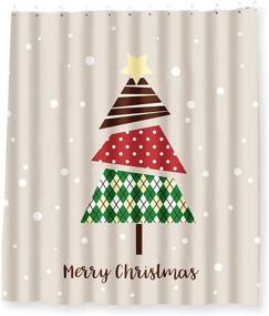img 4 attached to 🎄 Merry Christmas Shower Curtain Set - 70 x 71 Inches, 12 Hooks Included