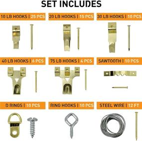 img 1 attached to 🖼️ Complete Picture Hanging Kit for Artwork and Frames - Includes 220 Pieces: Hooks, Nails, D Rings, Sawtooth Hangers & Wire by JACKSON PALMER