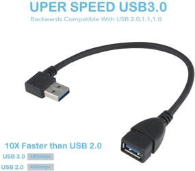 img 1 attached to 🔌 USB 3.0 Удлинительный кабель - Набор из 2 штук, Левый и Правый углы, Мужской к Женскому, Черный (Подъемно-опускной угол)