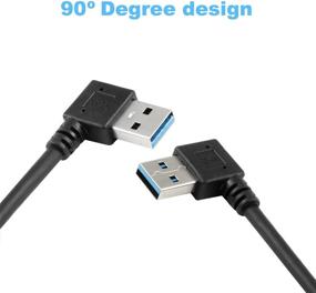 img 2 attached to 🔌 USB 3.0 Удлинительный кабель - Набор из 2 штук, Левый и Правый углы, Мужской к Женскому, Черный (Подъемно-опускной угол)