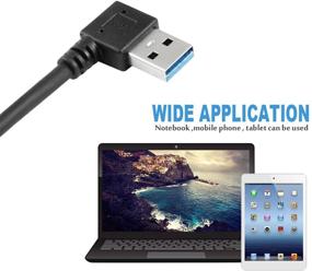 img 3 attached to 🔌 USB 3.0 Удлинительный кабель - Набор из 2 штук, Левый и Правый углы, Мужской к Женскому, Черный (Подъемно-опускной угол)