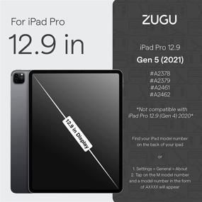 img 1 attached to 📱 ZUGU Case for 2021 iPad Pro 12.9 inch Gen 5 - Slim Protective Case - Wireless Apple Pencil Charging - Magnetic Stand & Sleep/Wake Cover - Stealth Black (Fits Model # A2378, A2379, A2461, A2462)