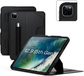 img 4 attached to 📱 ZUGU Case for 2021 iPad Pro 12.9 inch Gen 5 - Slim Protective Case - Wireless Apple Pencil Charging - Magnetic Stand & Sleep/Wake Cover - Stealth Black (Fits Model # A2378, A2379, A2461, A2462)