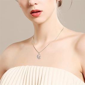 img 2 attached to 🦖 Cute Origami Dinosaur Necklace: Stylish Hypoallergenic 925 Sterling Silver Crescent Moon Pendant Jewelry - Perfect Gifts for Women, Girls, Daughter, and Wife