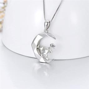 img 3 attached to 🦖 Cute Origami Dinosaur Necklace: Stylish Hypoallergenic 925 Sterling Silver Crescent Moon Pendant Jewelry - Perfect Gifts for Women, Girls, Daughter, and Wife