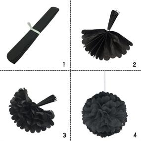 img 1 attached to 🎉 Vibrant Birthday Party Decorations Kit: Happy Birthday Banner, Paper Pom Poms, and Hanging Party Decorations in Black2