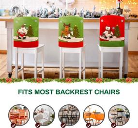 img 2 attached to 🎄 Achort Christmas Chair Cover Set of 3 - Dining Room Chair Covers for Christmas Dinner, Santa Claus and Christmas Tree Chair Covers - Xmas Banquet Kitchen Dining Room Decor