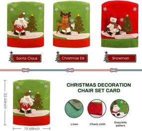 img 3 attached to 🎄 Achort Christmas Chair Cover Set of 3 - Dining Room Chair Covers for Christmas Dinner, Santa Claus and Christmas Tree Chair Covers - Xmas Banquet Kitchen Dining Room Decor