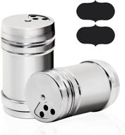 🧂 lznbhh stainless steel pepper salt shakers - premium seasoning spice dispenser set for restaurant/home cooking bbq - includes 2 stickers logo