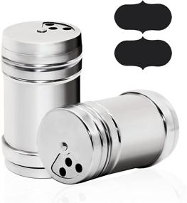 img 1 attached to 🧂 LZNBHH Stainless Steel Pepper Salt Shakers - Premium Seasoning Spice Dispenser Set for Restaurant/Home Cooking BBQ - Includes 2 Stickers