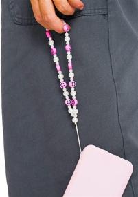 img 1 attached to 3PCS Beaded Phone Strap Smiley Face Beaded Y2K 90S Lanyard Wrist Strap