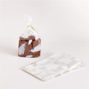 img 2 attached to 100 Pack Clear Plastic Treat Bags for Cookies, Candy, Snacks, and Gifts - 5.1'' x 8.2'' x 1.5'' - Includes 100Pcs Gold Metallic Twist Ties - Perfect for Party Favor
