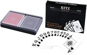 img 2 attached to 🔒 Set of Waterproof Poker Size Ritz Playing Cards - 2 Decks, 100% Plastic, with Plastic Case