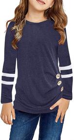 img 3 attached to Remikstyt Sleeve Striped Crewneck Casual Girls' Clothing in Tops, Tees & Blouses