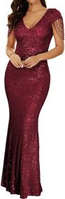 img 2 attached to Shimmering Sleeve Sequin Bridesmaid Evening Dresses for Women