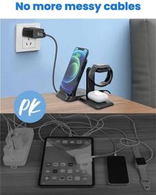 img 3 attached to 🔋 JoyGeek 3-in-1 Wireless Charging Dock - Qi-Certified Station for Apple Devices, Compatible with iPhone 12 Pro Max/11 Pro Max/X/XR/XS/8, Apple Watch SE 6 5 4, and AirPods Pro/2