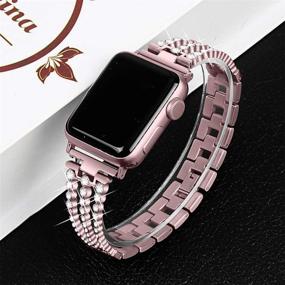 img 3 attached to 💎 OULUCCI Bling Band Stainless Steel Bracelet for Apple Watch Series 6 5 4 40mm/ Series 3 2 1 38mm – Stylish Metal Wristband with Tool