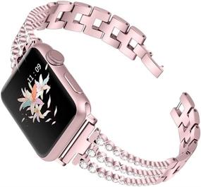 img 4 attached to 💎 OULUCCI Bling Band Stainless Steel Bracelet for Apple Watch Series 6 5 4 40mm/ Series 3 2 1 38mm – Stylish Metal Wristband with Tool