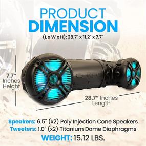 img 3 attached to 🔊 Pyle Marine ATV Powered Speakers - 4.0 Беспроводной Bluetooth, 800 Вт, LED-подсветка, водонепроницаемые, 6,5" Двойная аудиосистема для UTV, гольфкартов, гидроциклов и снегоходов - PLATV65BT