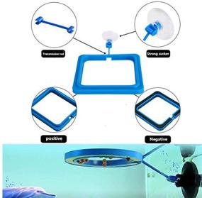 img 1 attached to 2 Pack Fish Feeding Ring - Safe Floating Food Feeder Circle in Blue - Easy to Install 🐟 with Suction Cup - Ideal for Guppies, Betta, Goldfish, and More - Aquarium Square & Round Shape Fish Tank Towels