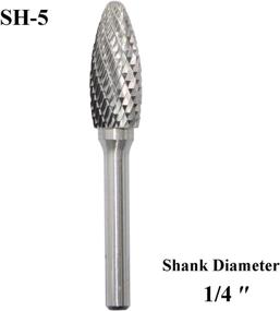 img 3 attached to 🔥 Double Cut Flame Shape Tungsten Carbide Burr Rotary File with 1/4'' Shank for Die Grinder Drill Bit - SH-5