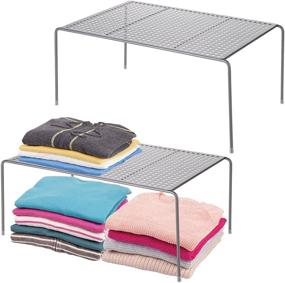 img 4 attached to 📦 mDesign Metal Closet Shelving Shelf Storage Organizer- 2 Pack Graphite/Dark Gray